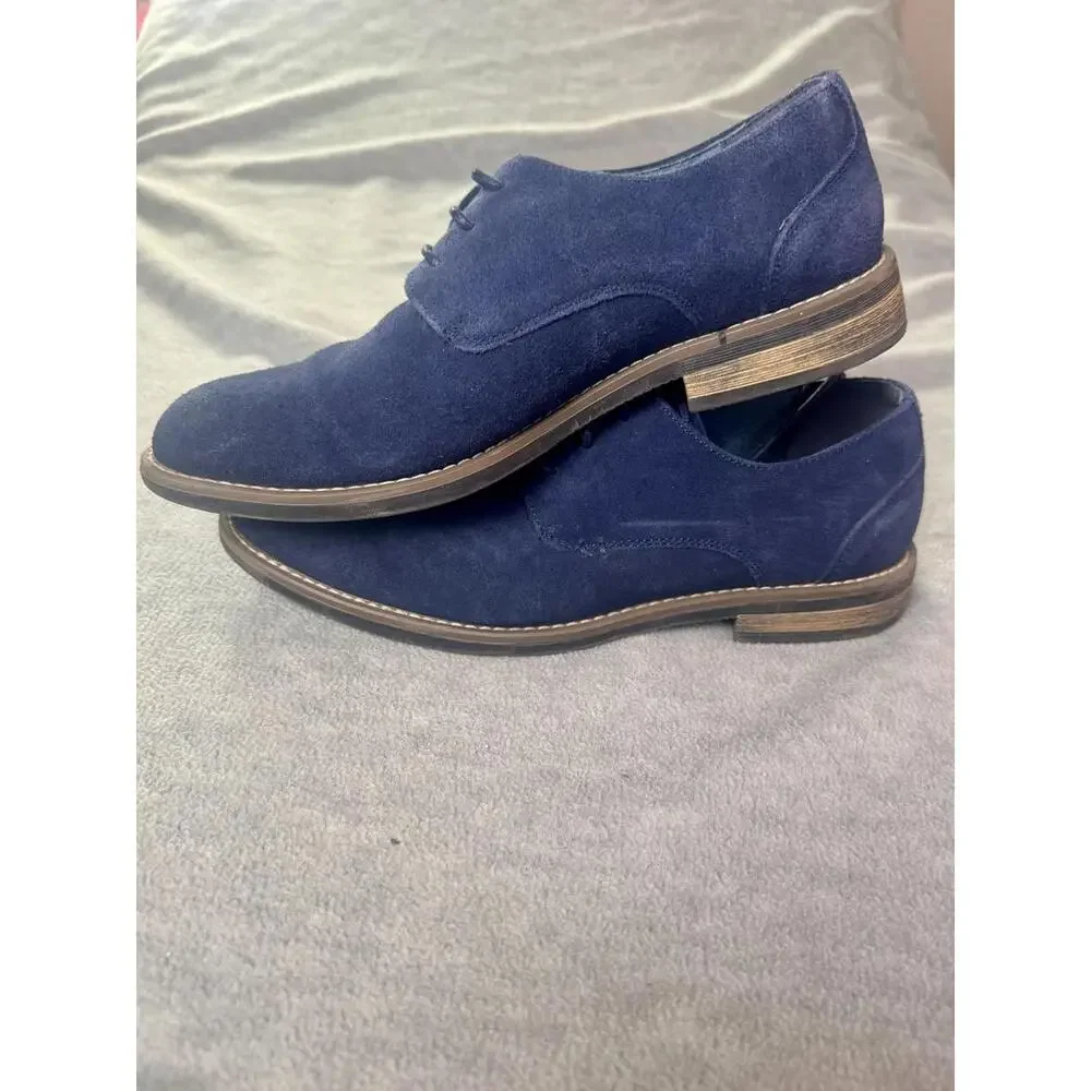 bruno‎ marc suede derby shoes navy blue mens 7.5 casual dress